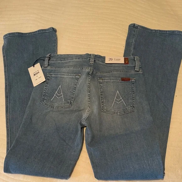 7 For All Mankind Light Blue boot cut Jeans New w tags! Sz 29 - Picture 5 of 7